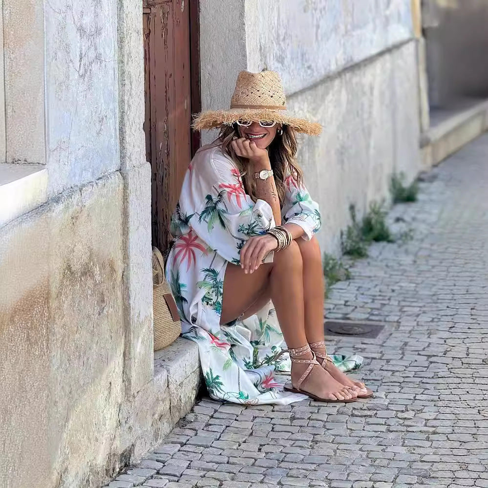 Sun Protective Clothes Shawl Internet Celebrity Same Printed Sleeve Cardigan Long Shawl Bella Mia